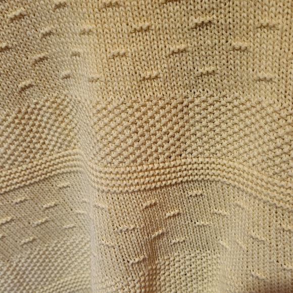 Vintage Cuddle Knit Butter Yellow Short Sleeve Sweater 100% Cotton Size M/L - Picture 3 of 6